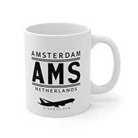 AMS Amsterdam Netherlands IATA Worldwide Airport Codes Coffee Mug Collection by CrewCity on http://www.etsy.com