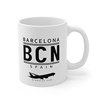 BCN Barcelona Spain IATA Worldwide Airport Codes Coffee Mug Collection by CrewCity on http://www.etsy.com