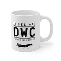 DWC Jebel Ali United Arab Emirates IATA Worldwide Airport Codes Coffee Mug Collection by CrewCity on http://www.etsy.com