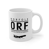 ORF Norfolk Virginia USA IATA Worldwide Airport Codes Coffee Mug Collection by CrewCity on http://www.etsy.com
