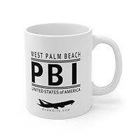 PBI West Palm Beach Florida USA IATA Worldwide Airport Codes Coffee Mug Collection by CrewCity on http://www.etsy.com