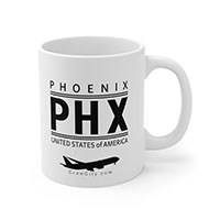 PHX Phoenix Arizona USA IATA Worldwide Airport Codes Coffee Mug Collection by CrewCity on http://www.etsy.com