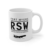 RSW Fort Myers Florida USA IATA Worldwide Airport Codes Coffee Mug Collection by CrewCity on http://www.etsy.com