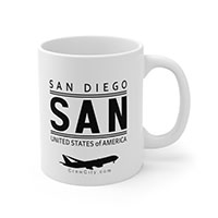 SAN San Diego California USA IATA Worldwide Airport Codes Coffee Mug Collection by CrewCity on http://www.etsy.com