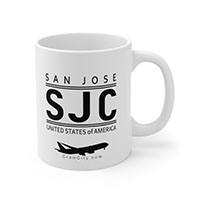 SJC San Jose California USA IATA Worldwide Airport Codes Coffee Mug Collection by CrewCity on http://www.etsy.com
