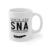 SNA Santa Ana California USA IATA Worldwide Airport Codes Coffee Mug Collection by CrewCity on http://www.etsy.com